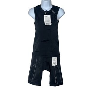 2XU Comp Tri Singlet & 9" Short Set Small Black MT2262a MT2264b Triathlon Racing